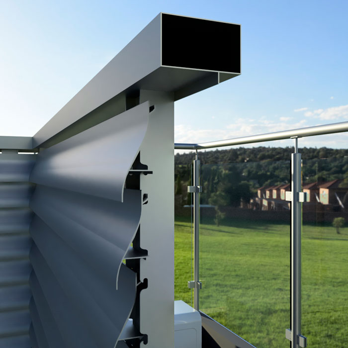 detalle de louvers sistema ondulado de aluminio